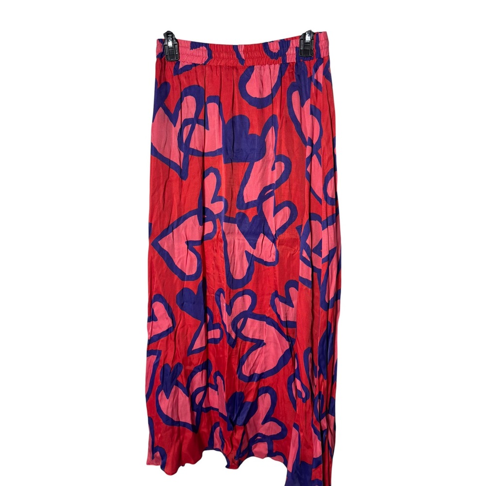 Farm Rio Anthropologie womens small maxi skirt hearts abstract dopamine